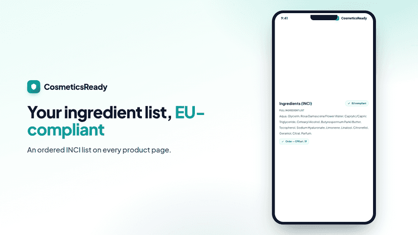 Mobile product page with an ordered INCI list