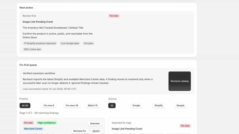 Prioritized findings with recheck and resolution history