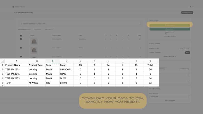 Download your inventory as .csv, instantly.