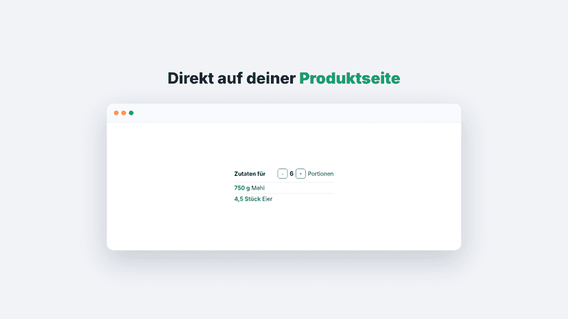 Portionsrechner direkt auf der Produktseite im Shop