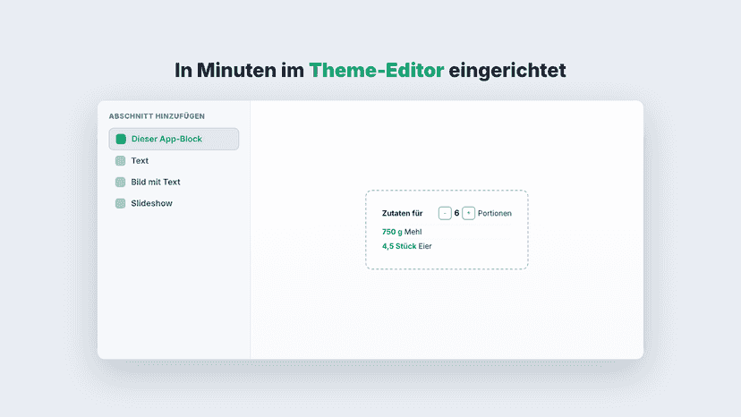 Portionsrechner im Theme-Editor hinzufügen