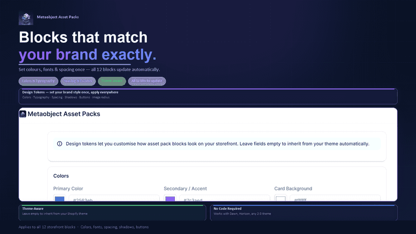 Design tokens — set colours, fonts and spacing once