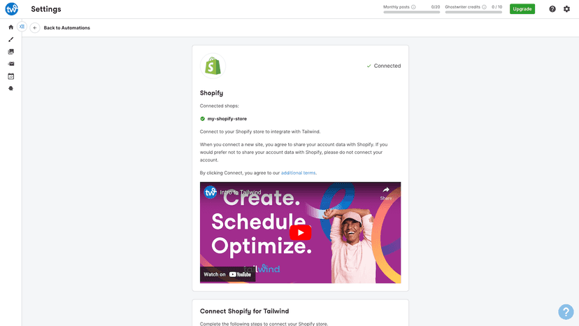 Connect your Shopify shop to Tailwind