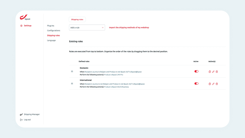 apply rules to manage shipments