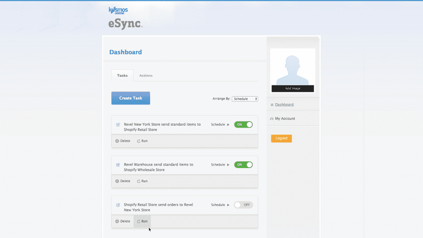 Run Tasks to sync data on demand, or schedule tasks to sync data