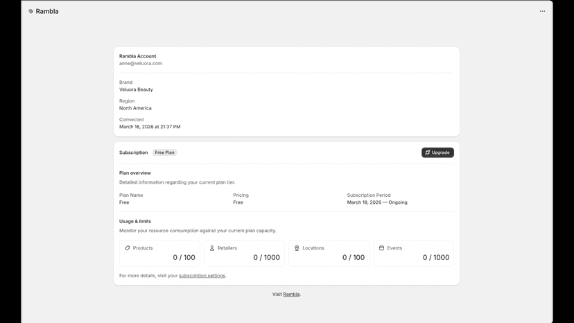 Manage account and subscription tab