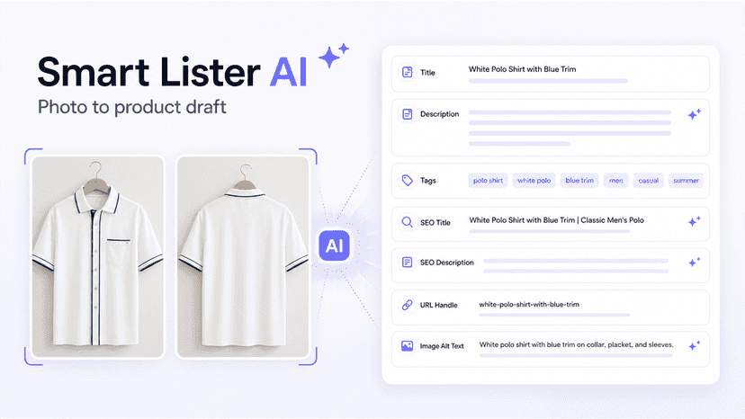 AI product listing draft created from product photos
