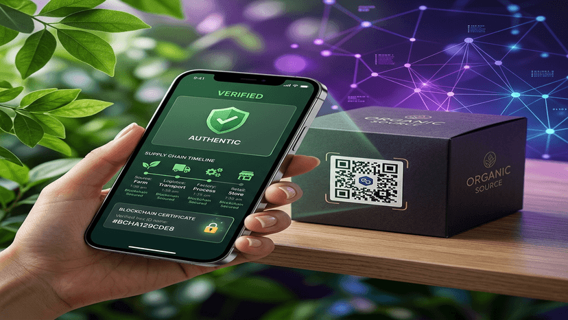 Scanning a product QR code to view its blockchain history