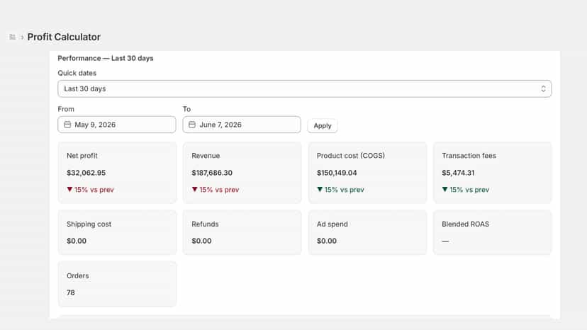 Profit Calculator Home pae