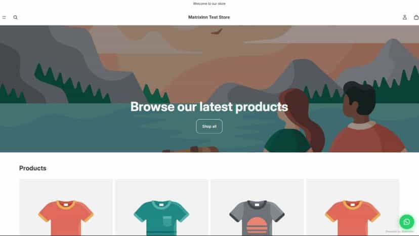 Floating WhatsApp button on a Shopify storefront