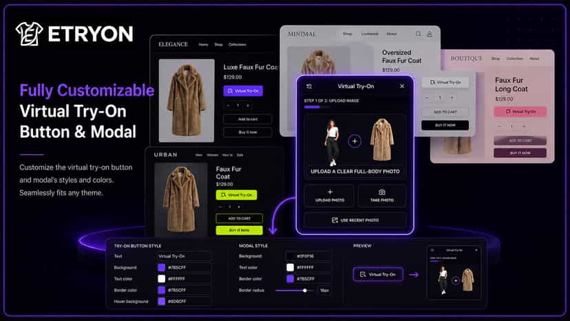 Custom try-on button and modal styles for any Shopify theme