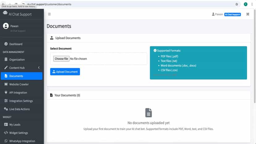 adding documents like pdf, csv