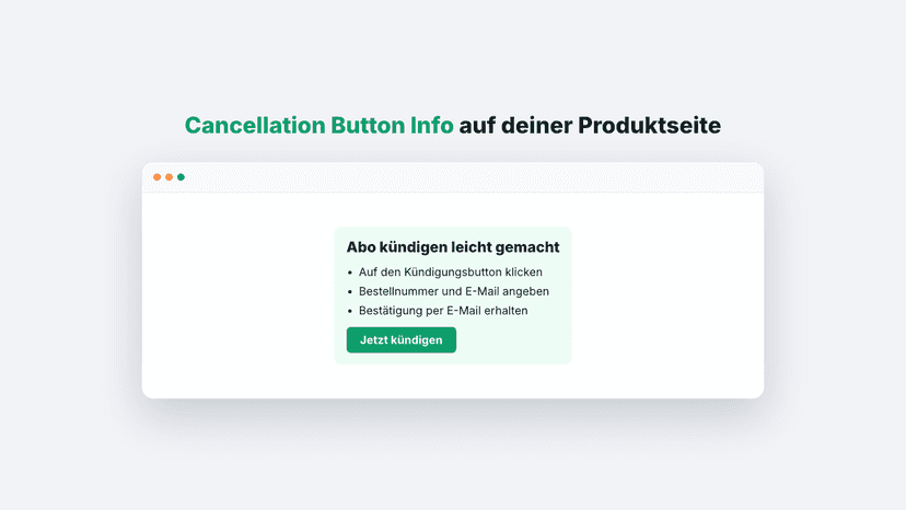 Kündigungsbutton auf der Produktseite im Shopify-Shop