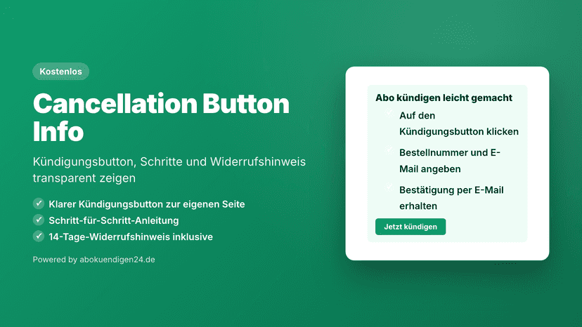 Kündigungsbutton-Block für Shopify mit Schritten und Widerruf