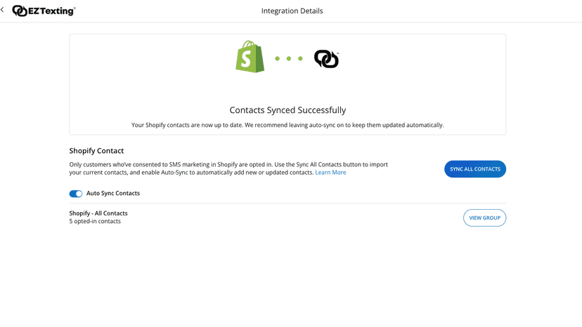EZ Texting & Shopify Contact Sync - manage contacts and opt-ins