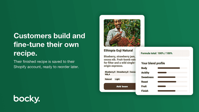 Blend builder with live flavour profile and formula total
