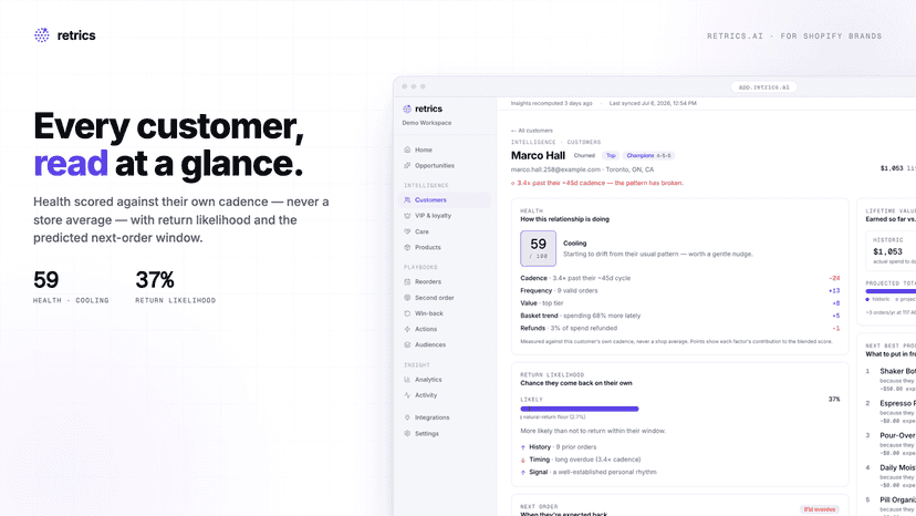 Customer list with health and value read at a glance