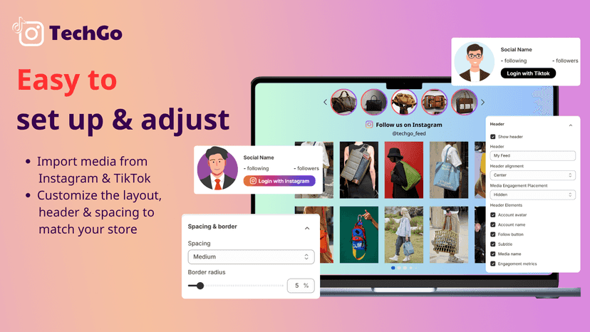 TechGo Instagram Feed TikTok Feed, Shoppable videos 05