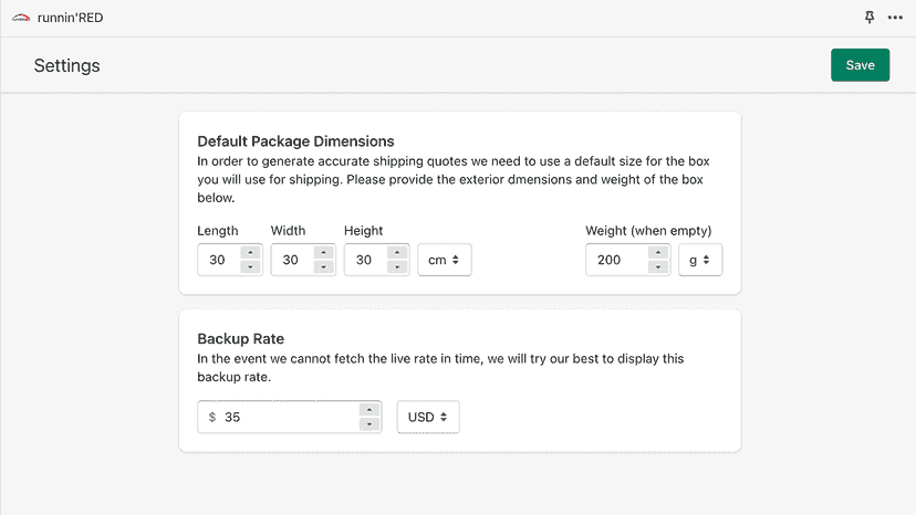 Set a default box size for more accurate shipping quotes