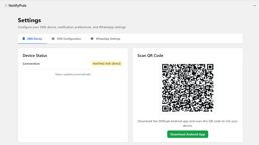 Settings Device Scan