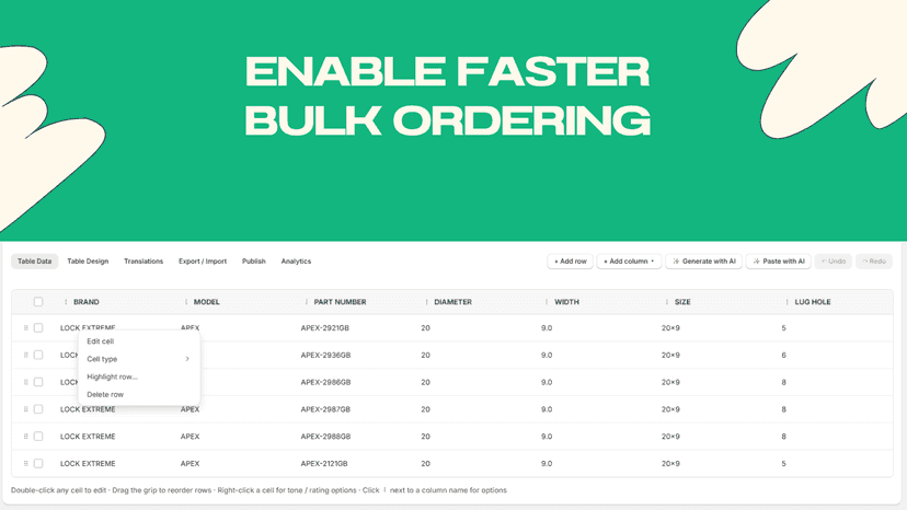 Enable Faster Bulk Ordering