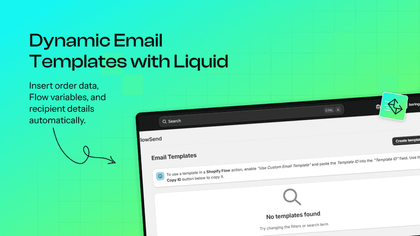 Email template editor with Liquid variables for Flow automation