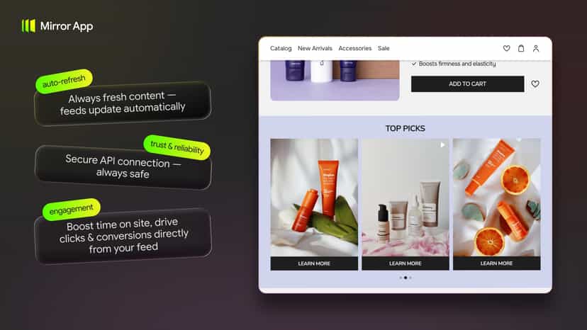 Instagram feed widget displayed on a store with product photos