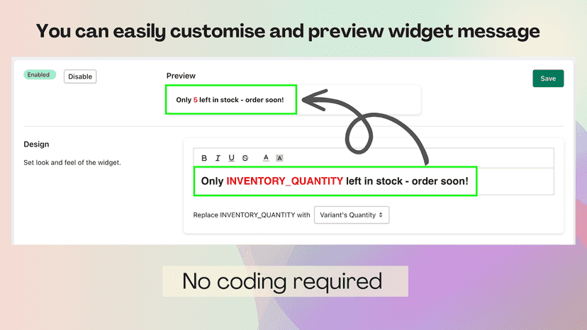Easily customise and preview widget text