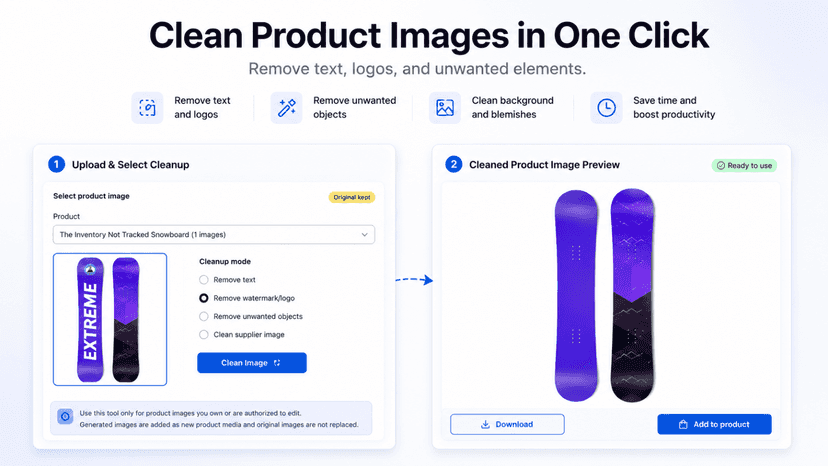 Cleaned product image preview