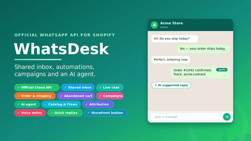 WhatsDesk — WhatsApp inbox, automation and campaigns for Shopify