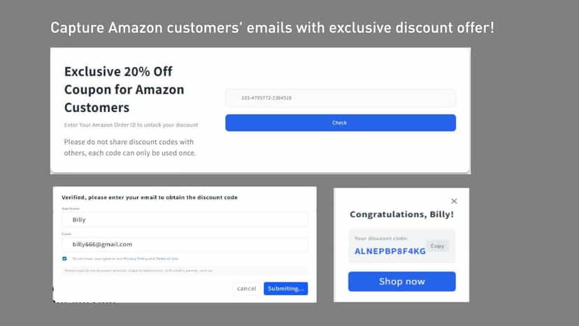 Obtain the discount code through the order number