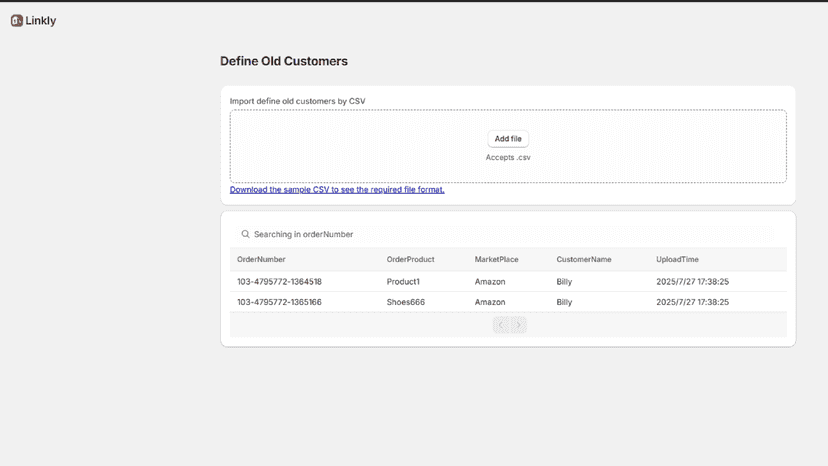 upload order database