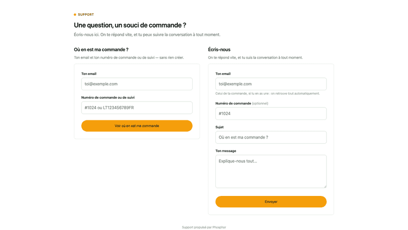Le portail client sur la boutique : conversation et suivi