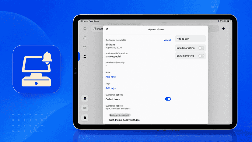 Customer profile showing the same alert as a fallback view