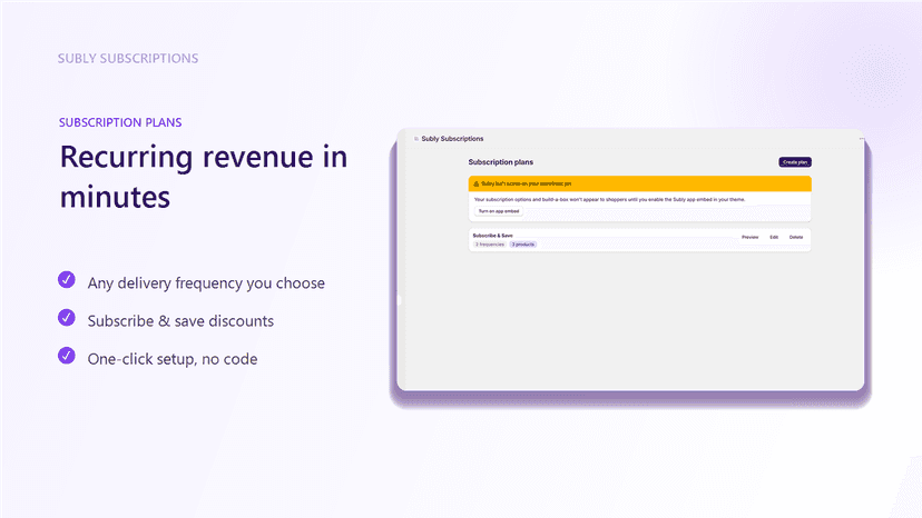 Subscription plans feature: any frequency, subscribe and save