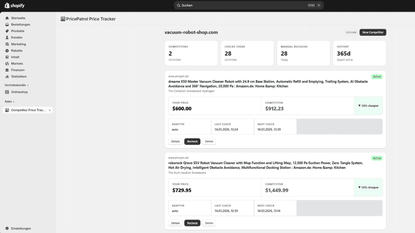 Dashboard PricePatrol
