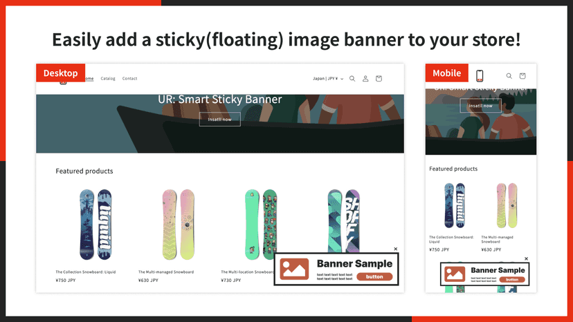 Easily add a sticky(floating) image banner to your store!
