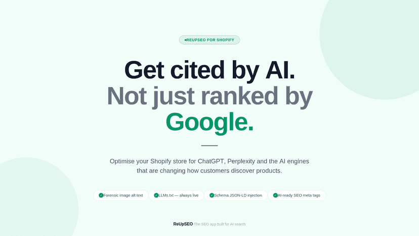 Get cited by AI. Not just ranked by Google