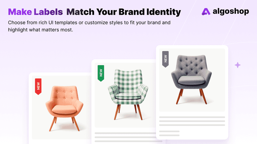 Branded label templates matching store style and key messaging