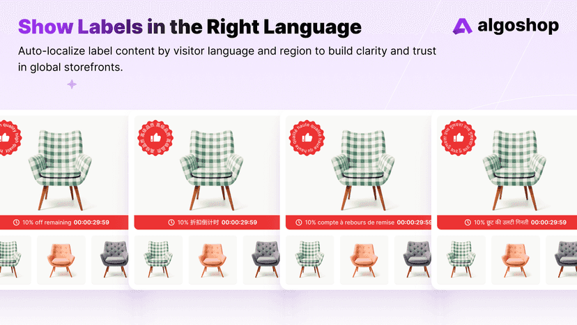 Auto-localize label content by visitor language and region