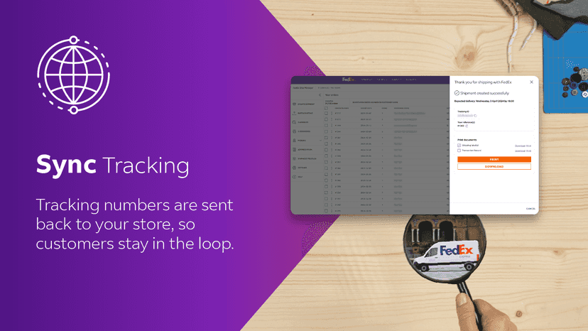 Tracking numbers are sent back to your store.