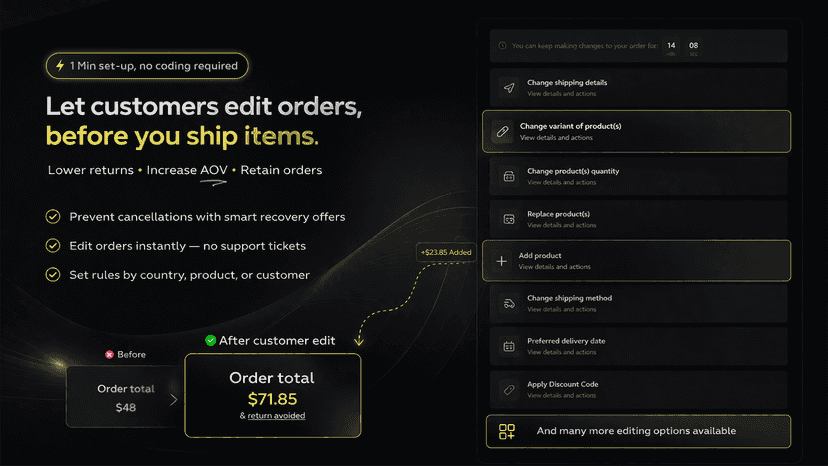 Reviso - Shopify order editing app, prevent cancellation returns