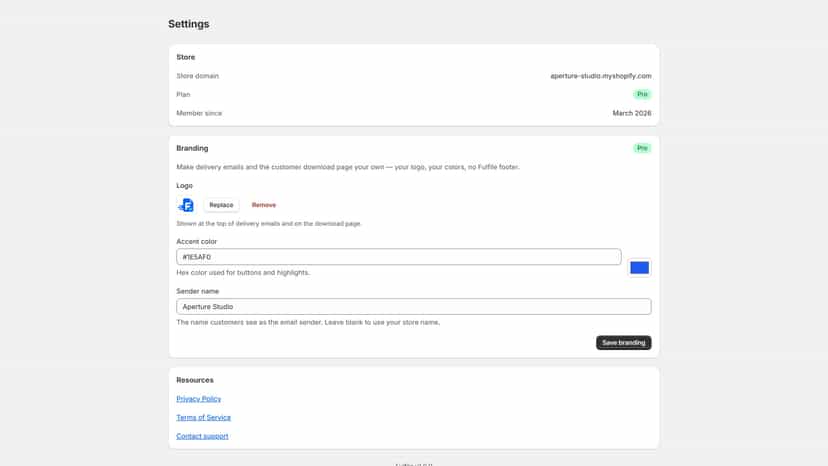 White-label branding settings for delivery emails