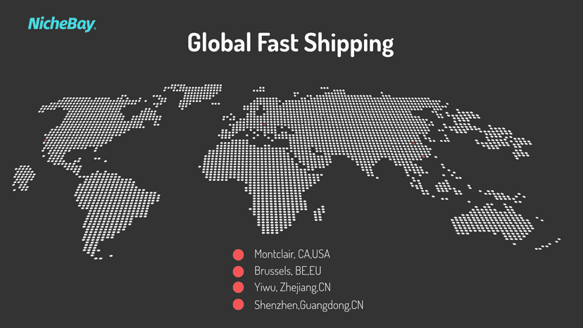4 warehouses in BE ,US and CN, Faster fulfillment times