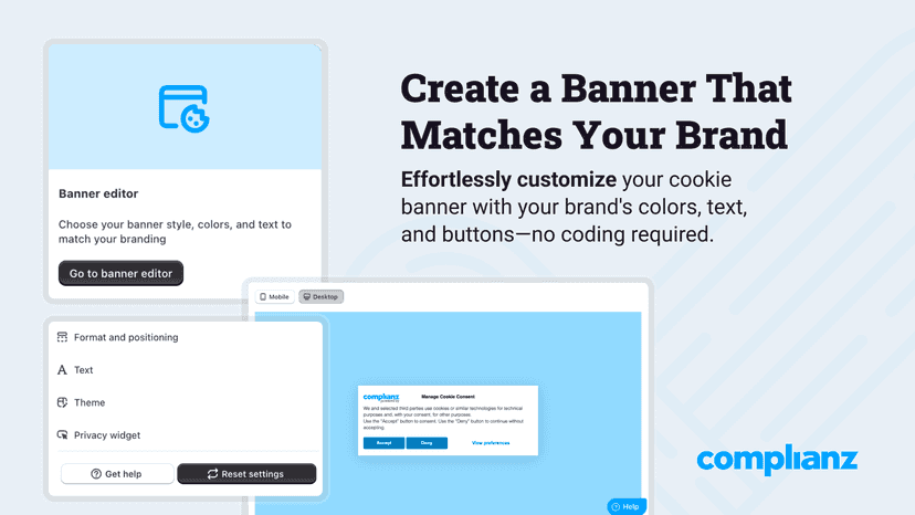 Shopify admin with customizable GDPR/CCPA banner in brand colors
