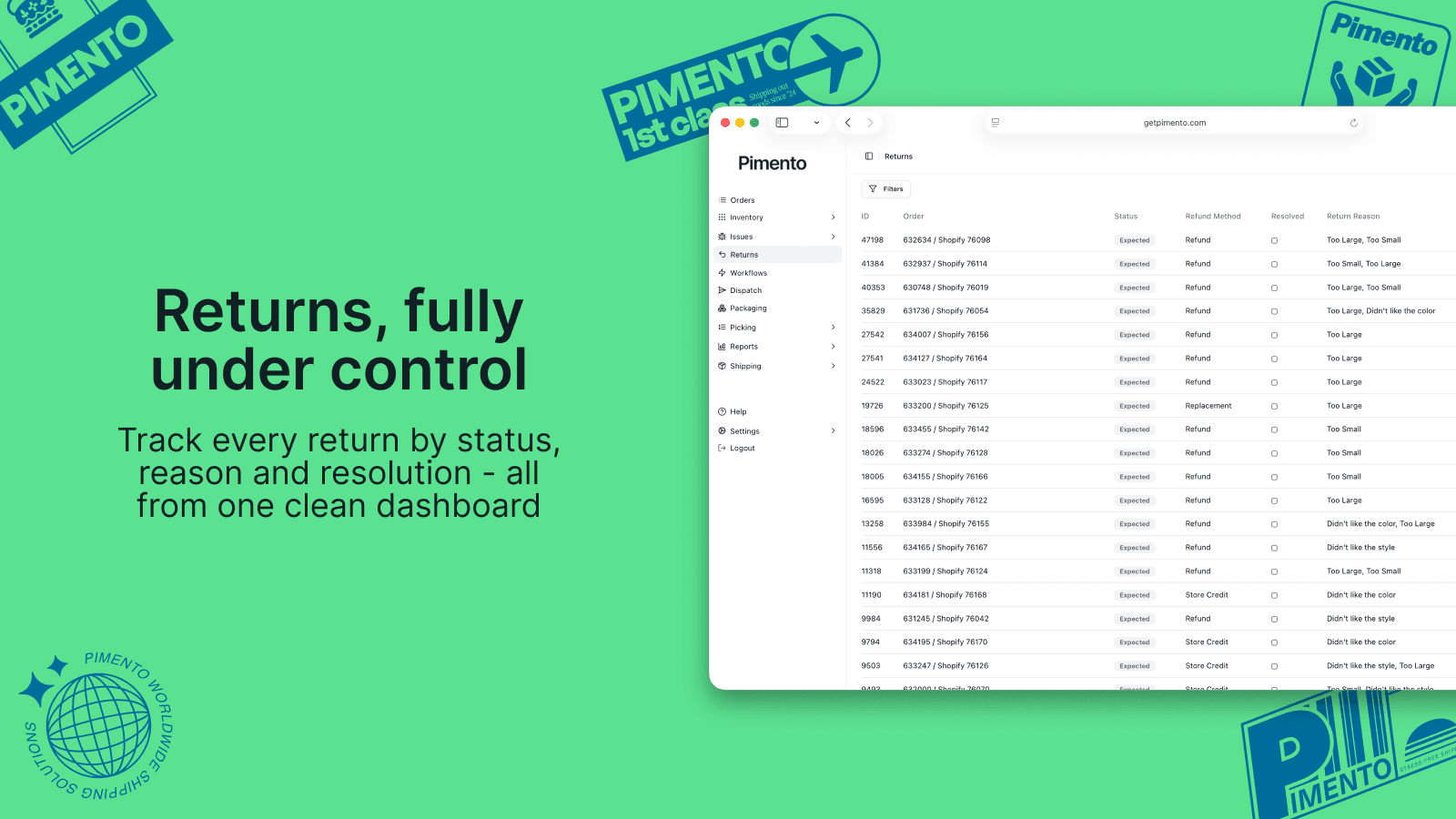 Manage and track customer returns in one place