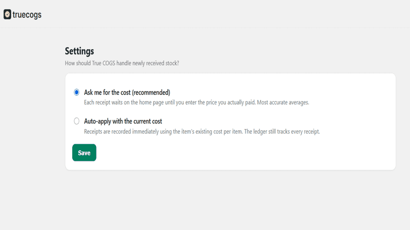 Cost policy settings