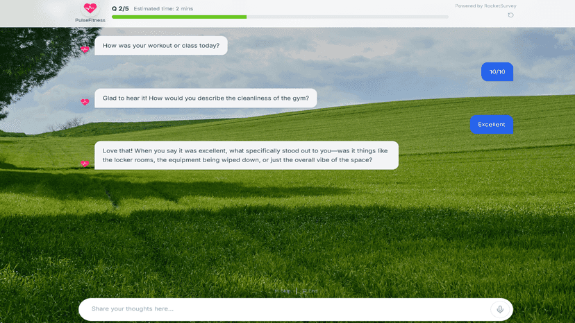 AI chat asking follow-up questions during a customer survey
