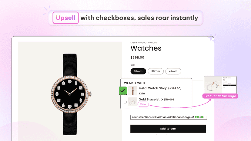 add checkbox upsell