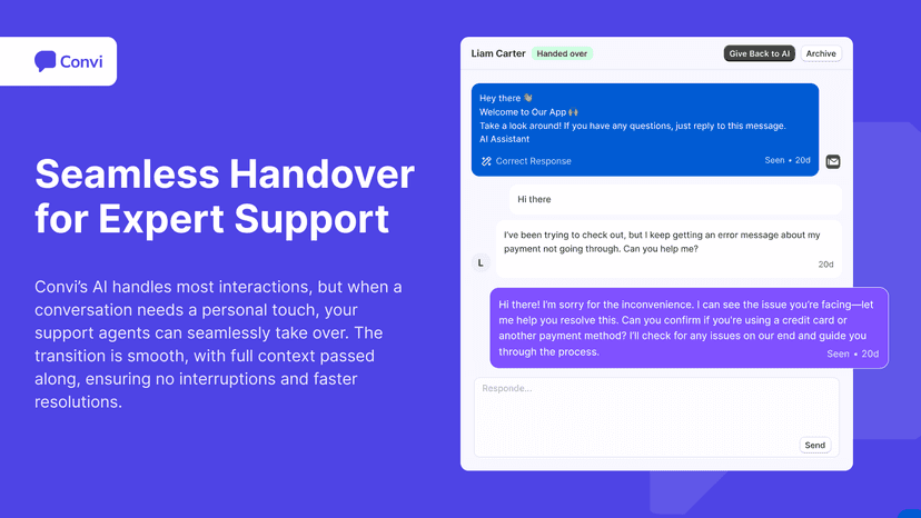 Handover conversation to human agent
